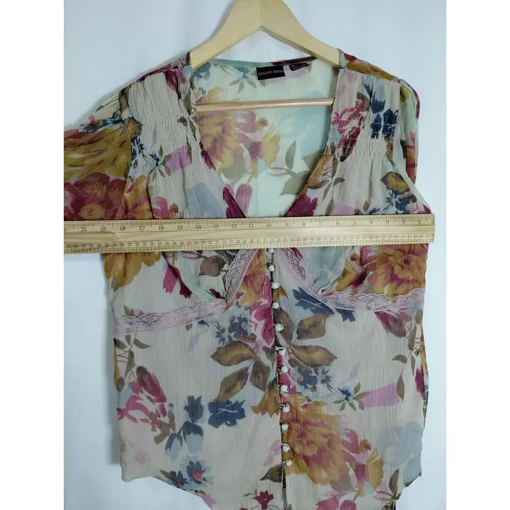 Newport Newso Multicolor Floral Lightweight Blouse Women Plus Size 14W
